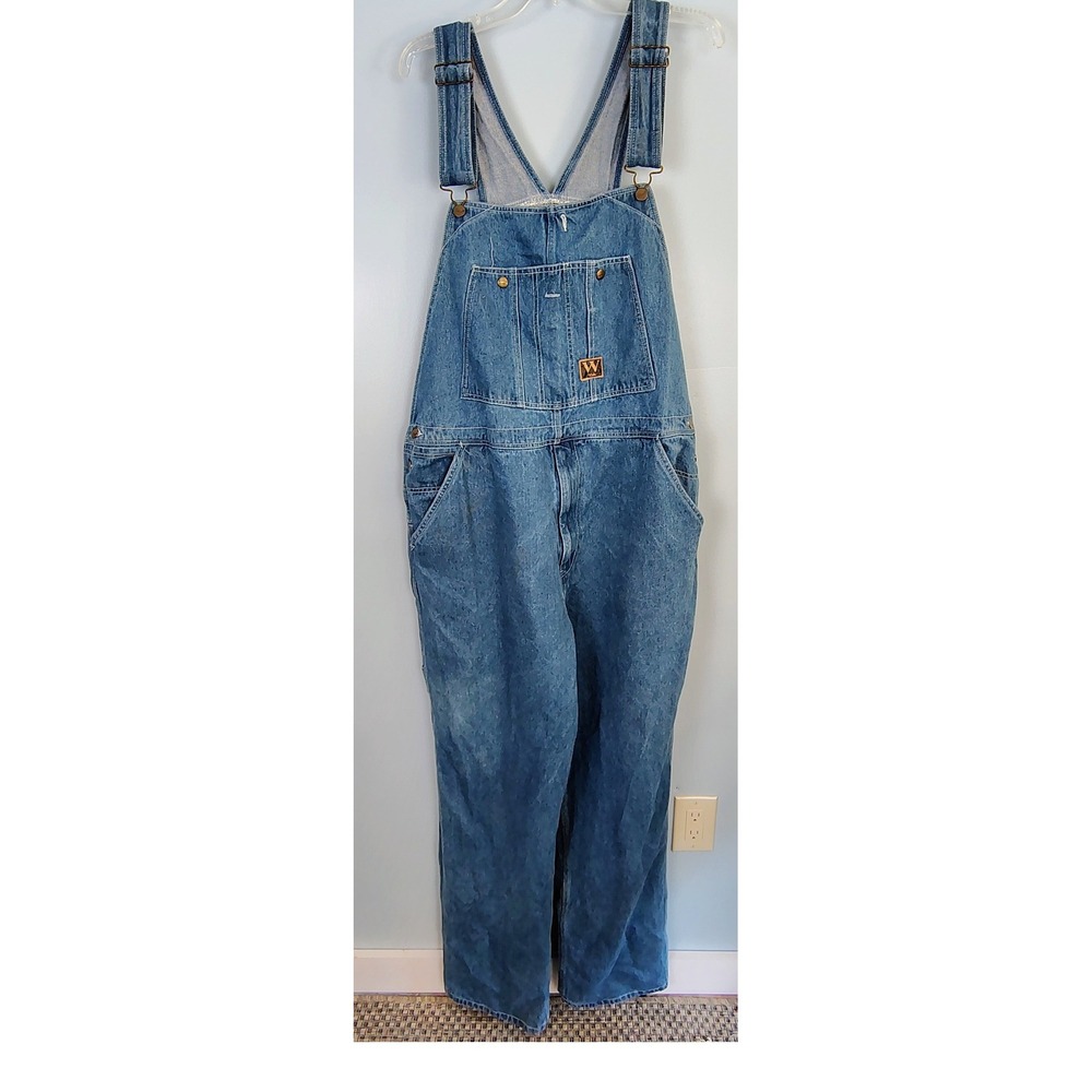 Walls Vintage Denim Overalls Mens 42x34 Medium Wash Workwear Carpenter T94030 DB